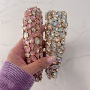 JessaKae Ava Gemstone Headbands - Light Taupe and Pink